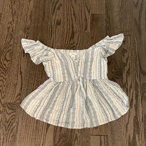 Blue and white, Flowy crop shirt - size Small